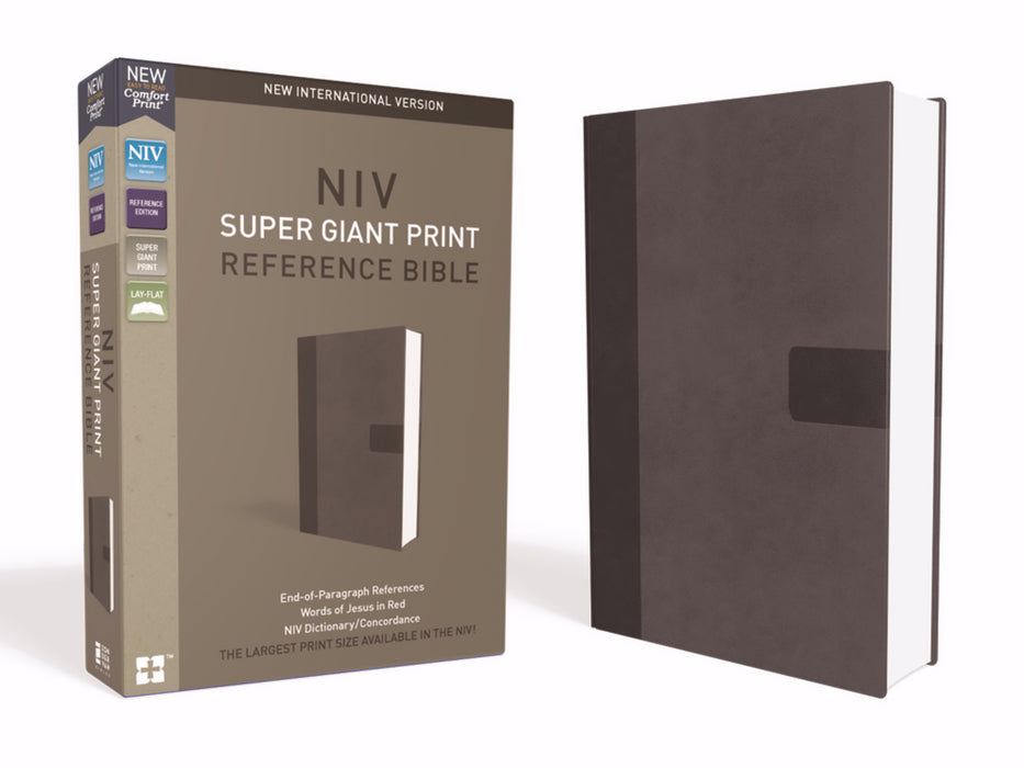 NIV Super Giant Print Reference Bible-Charcoal Leathersoft