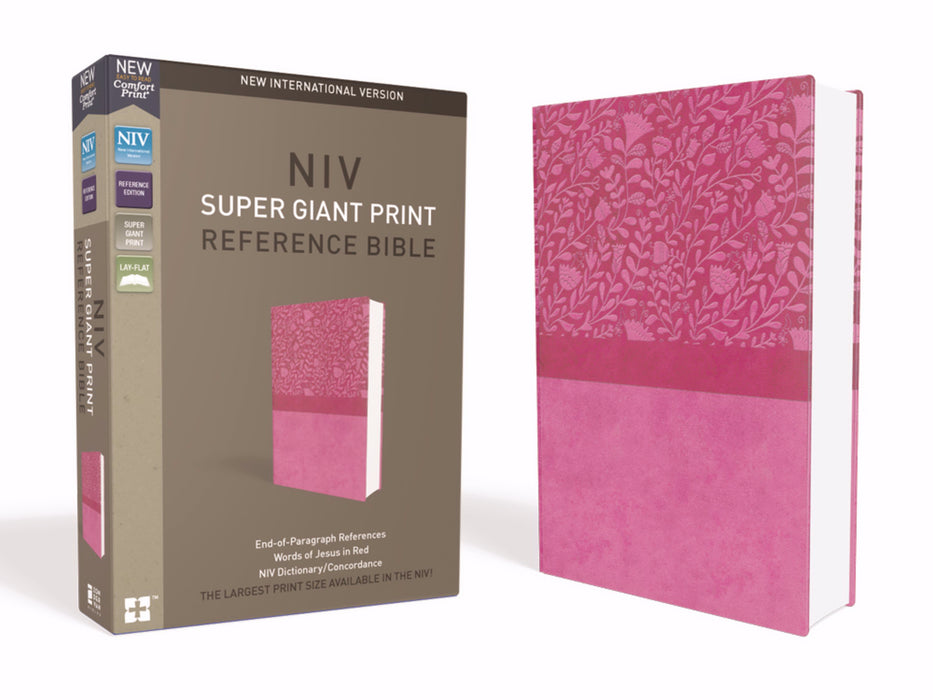 NIV Super Giant Print Reference Bible-Cranberry Leathersoft