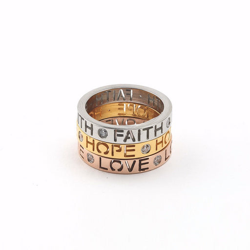 Ring-Faith, Hope, Love-Stack Ring-Sz 7