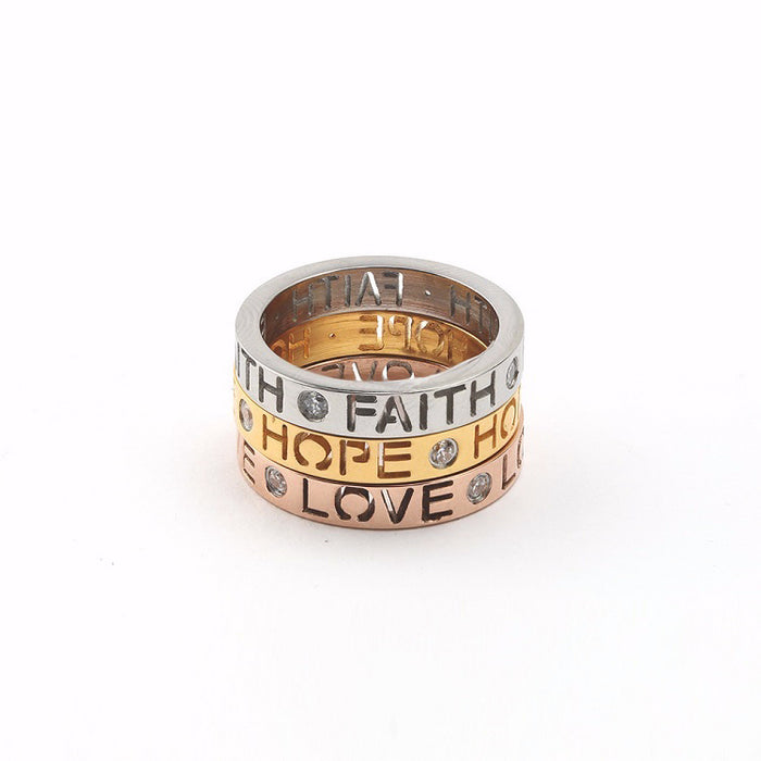 Ring-Faith, Hope, Love-Stack Ring-Sz 7