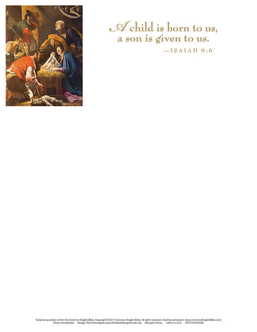 Letterhead-Bulletin-A Child Is Born Unto Us.../Nativity (Isaiah 9:6) (Christmas) (Pack Of 50)
