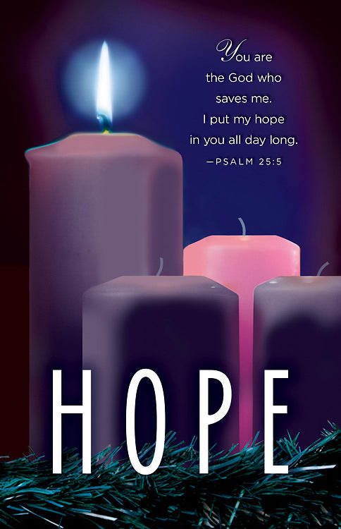 Bulletin-Advent Week 1: Hope Candle (Psalm 25:5) (Pack Of 50) (Pkg-50)
