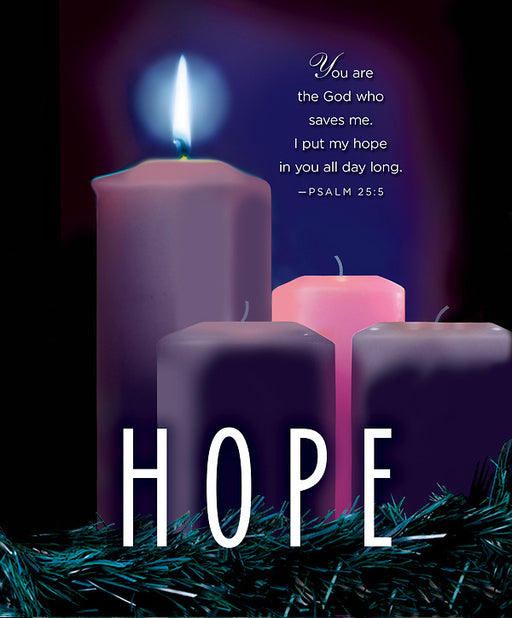 Bulletin-Advent Week 1: Hope Candle (Psalm 25:5)-Legal Size (Pack Of 50) (Pkg-50)