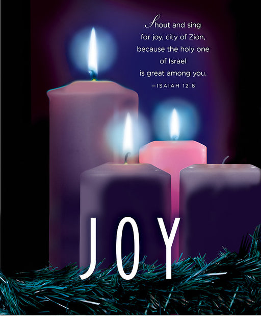 Bulletin-Advent Week 3: Joy Candle (Isaiah 12:6)-Legal Size (Pack Of 50) (Pkg-50)
