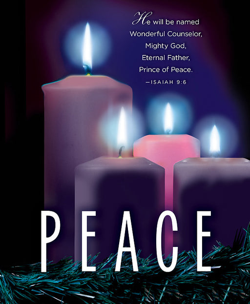 Bulletin-Advent Week 4: Peace Candle (Isaiah 9:6)-Legal Size (Pack Of 50) (Pkg-50)