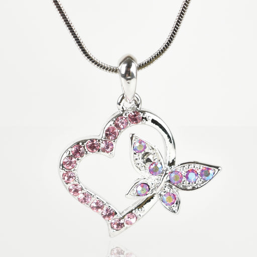 Necklace-Eden Merry-Pendant w/Heart & Butterfly