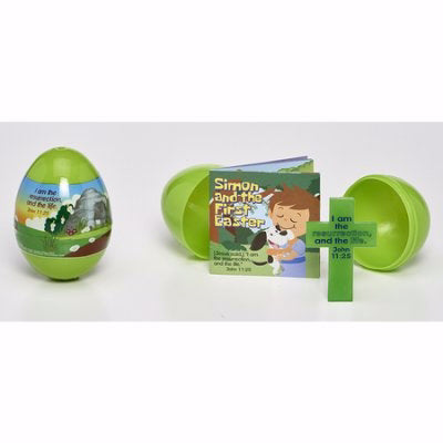 Jumbo Gospel Easter Egg w/Stand-Up Cross & Mini-Booklet