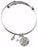 Bracelet-Adjustable Silvertone Bangle w/Blessed Charm & Dangling Pearl