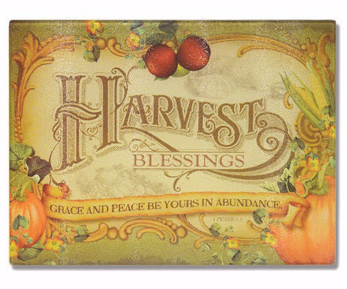 Cutting Board-Glass-Harvest Blessings