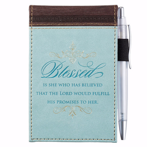 Notepad-Pocket-Blessed-LuxLeather-Gray w/Pen