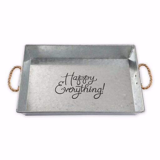 Serving Tray-Happy Everything-Metal w/Rope Handles (17" x 12")