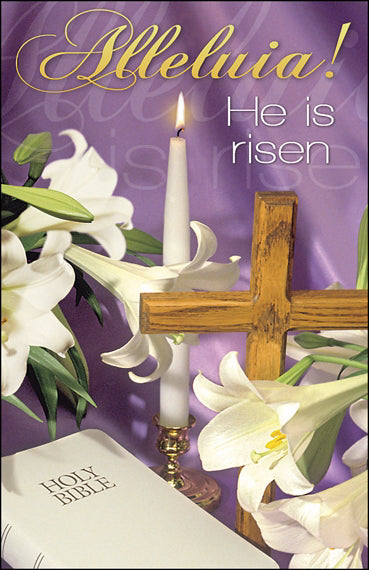 Bulletin-Alleluia! He Is Risen/Lilies Bible & Candle (Easter) (Pack Of 100) (Pkg-100)