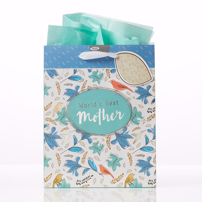 Gift Bag-World's Best Mother w/Tag & Tissue-Medium