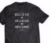 Tee Shirt-Outreach Believe Receive Become w/Cross-Small-Black (Case For Christ)