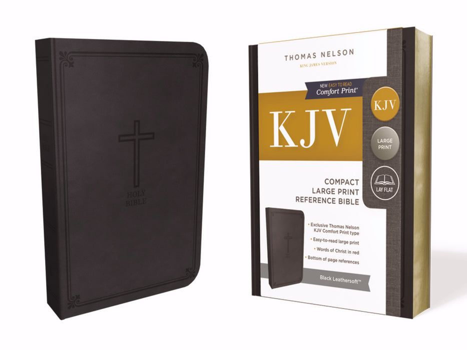 KJV Compact Large Print Reference Bible (Comfort Print)-Black Leathersoft