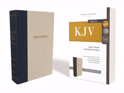 KJV Giant Print Reference Bible (Comfort Print)-Blue/Tan Cloth Over Board