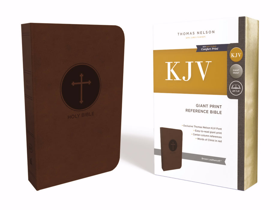 KJV Giant Print Reference Bible (Comfort Print)-Brown Leathersoft