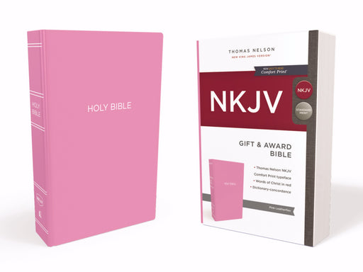 NKJV Gift & Award Bible (Comfort Print)-Pink Leatherflex