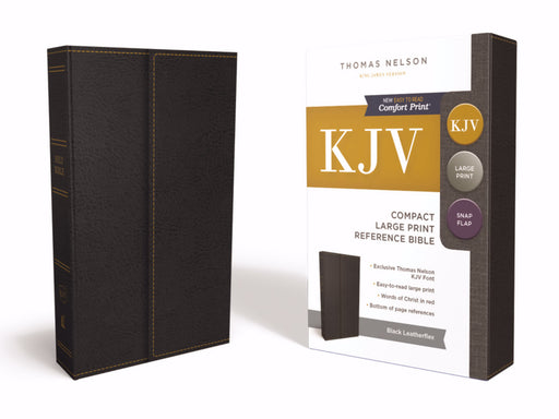 KJV Compact Large Print Reference Bible (Comfort Print)-Black Leatherflex w/Snap-Flap