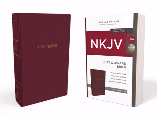 NKJV Gift & Award Bible (Comfort Print)-Burgundy Leatherflex