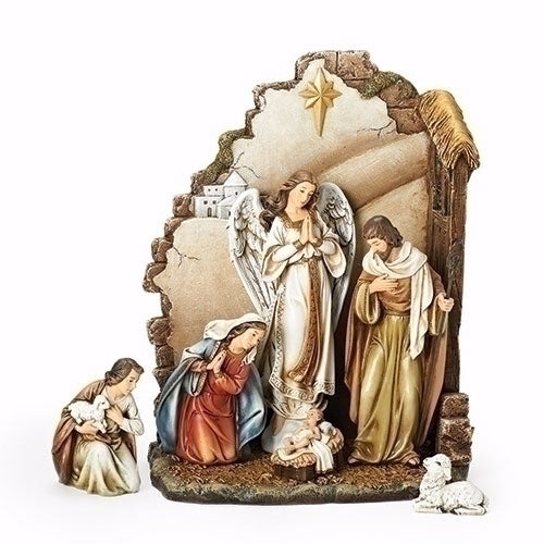 Figurine-Nativity w/Back Wall (13")