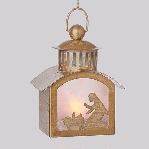 Ornament-LED Mary w/Babe Lantern w/Batteries (4")
