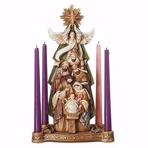 Advent Candleholder-Nativity Under Star (15")