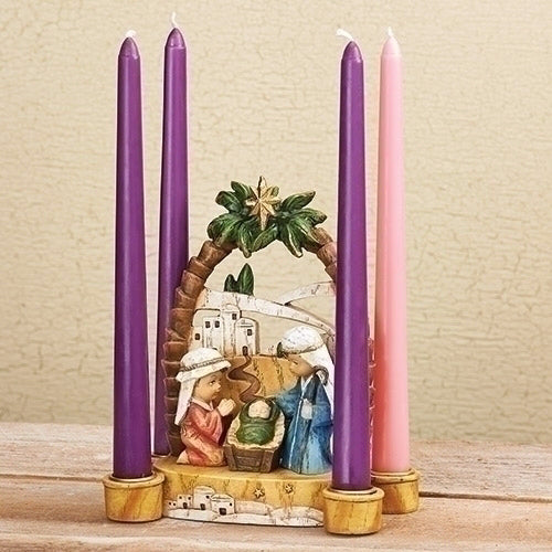Advent Candleholder-Holy Family Pageant (7.5")
