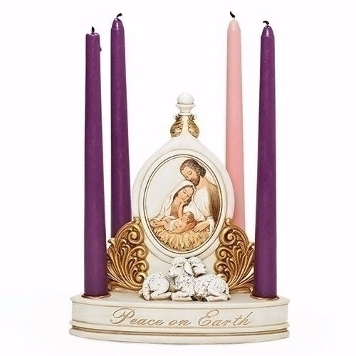 Advent Candleholder-Holy Family w/Sheep (8.5")