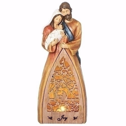 Figurine-LED Holy Family w/Laser Cut Skirt (9.75")