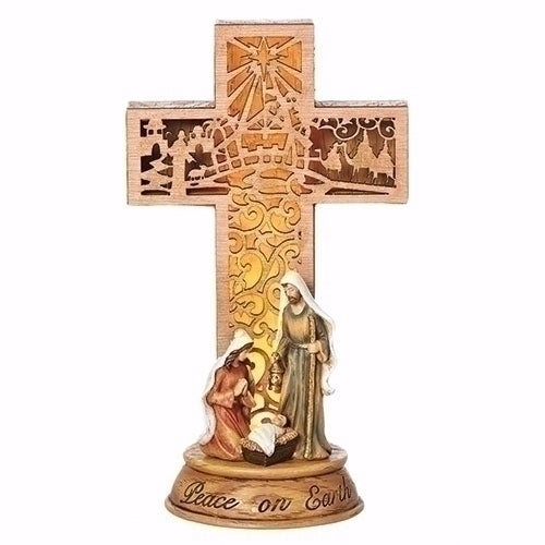 Figurine-LED Holy Family Cross-Laser Cut (11")