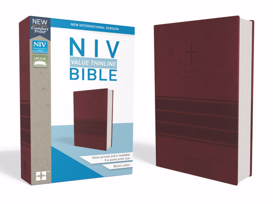 NIV Value Thinline Bible (Comfort Print)-Burgundy Leathersoft
