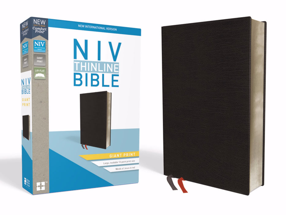 NIV Thinline Bible/Giant Print (Comfort Print)-Black Bonded Leather