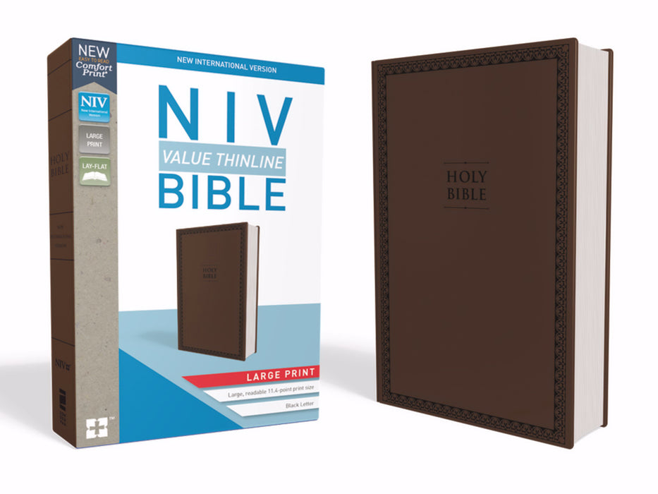NIV Value Thinline Bible/Large Print (Comfort Print)-Chocolate Leathersoft