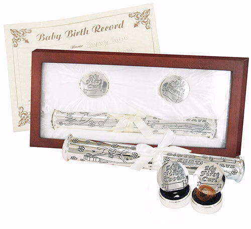 Rosewood Silver Set-Birth Holder & First Curl/Tooth