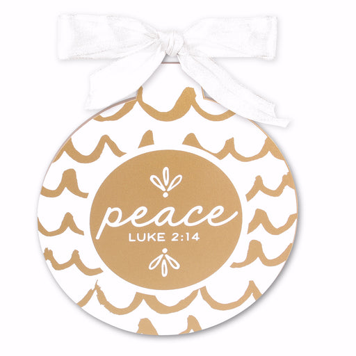 Ornament-Gold And White: Peace (#12385)