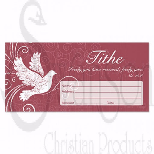 Offering Envelope-Tithe w/Dove (Matthew 10:8) (Pack Of 100) (Pkg-100)