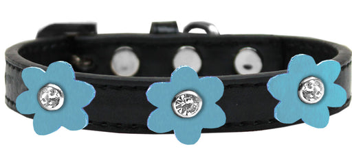 Flower Premium Collar Black With Baby Blue flowers Size 16