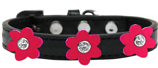 Flower Premium Collar Black With Bright Pink flowers Size 20