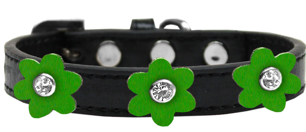 Flower Premium Collar Black With Emerald Green flowers Size 20