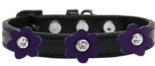Flower Premium Collar Black With Purple flowers Size 16