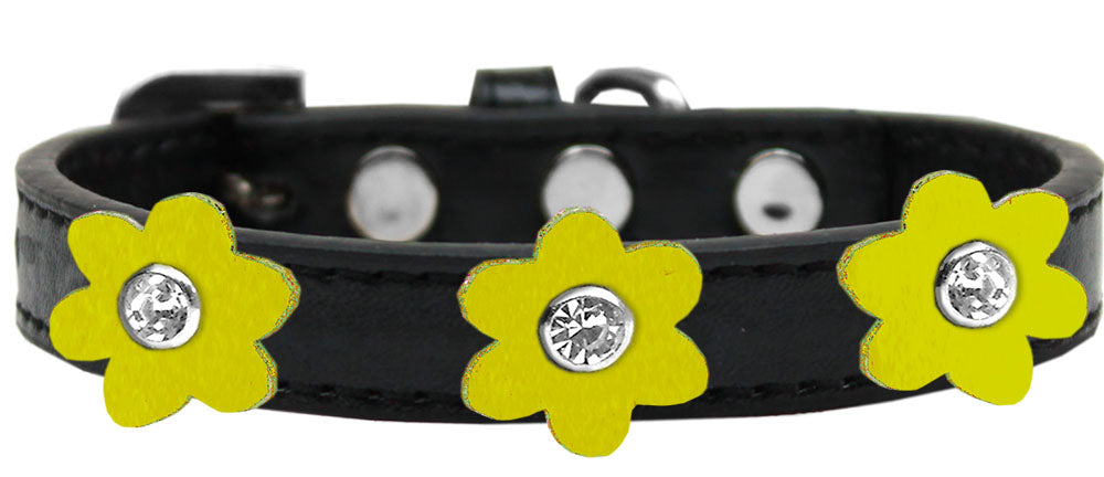 Flower Premium Collar Black With Yellow flowers Size 16