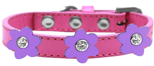 Flower Premium Collar Bright Pink With Lavender flowers Size 16