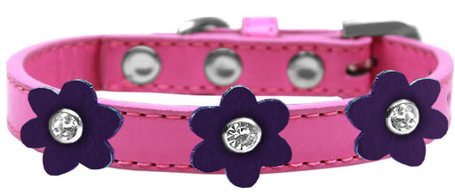 Flower Premium Collar Bright Pink With Purple flowers Size 14