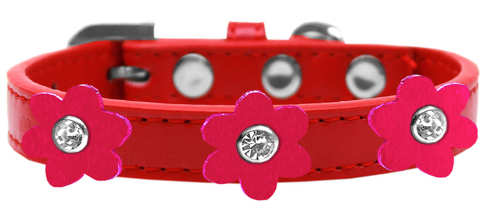 Flower Premium Collar Red With Bright Pink flowers Size 12