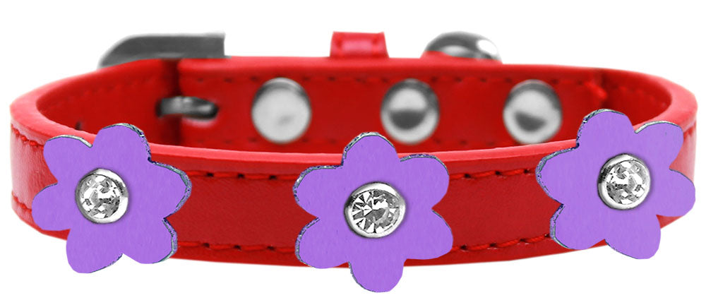 Flower Premium Collar Red With Lavender flowers Size 14