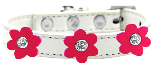 Flower Premium Collar White With Bright Pink flowers Size 16