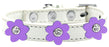 Flower Premium Collar White With Lavender flowers Size 16