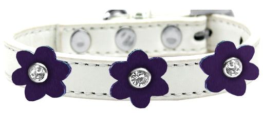 Flower Premium Collar White With Purple flowers Size 16