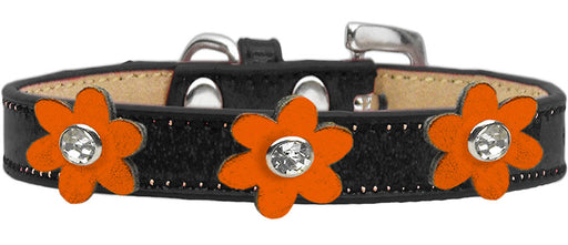 Metallic Flower Ice Cream Collar Black With Metallic Orange flowers Size 20